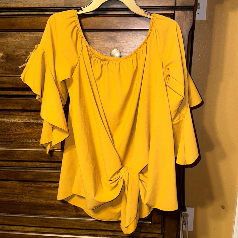 Mustard yellow off the shoulder top